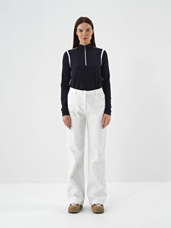 Xint Ekru Pamuk Dokulu Oversize Pantolon