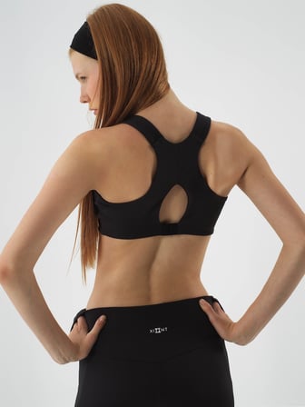 Xint Siyah Esnek Dokulu Slim Fit Crop