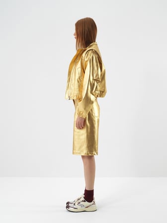 Xint Gold Pamuk Dokulu Oversize Ceket