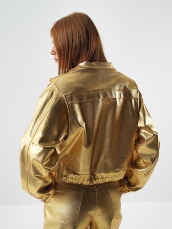 Xint Gold Pamuk Dokulu Oversize Ceket