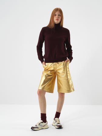 Xint Gold Pamuk Dokulu Oversize Şort