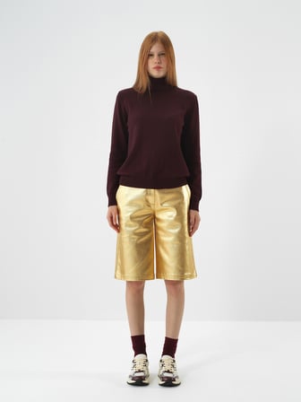 Xint Gold Pamuk Dokulu Oversize Şort