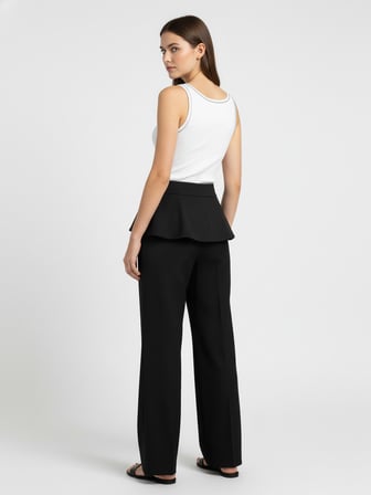 Xint Siyah Pamuk Dokulu Regular Fit Pantolon