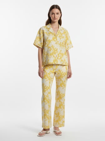 Xint Sarı %100 Keten Oversize Pantolon