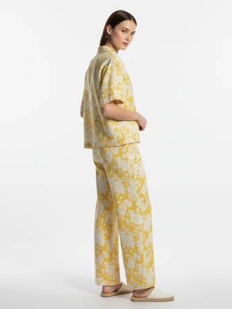 Xint Sarı %100 Keten Oversize Pantolon