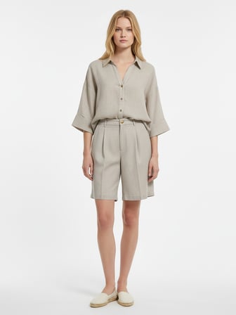 Xint Naturel %100 Keten Oversize Şort
