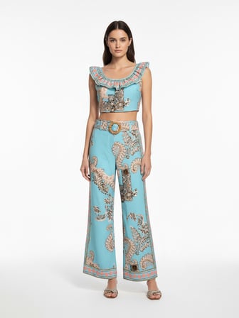 Xint Turkuaz Pamuk Dokulu Regular Fit Bluz