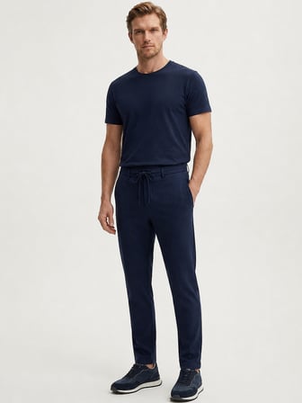 Xint Lacivert Pamuk Dokulu Slim Fit Jogger