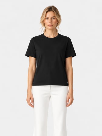Xint Siyah Oversize Bisiklet Yaka %100 Pamuk Tişört