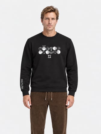 Xint Kahverengi Regular Fit Bisiklet Yaka Pamuklu Sweatshirt