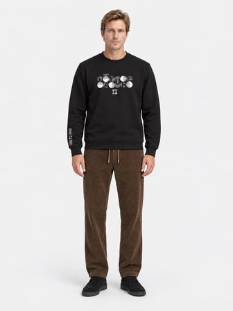 Xint Kahverengi Regular Fit Bisiklet Yaka Pamuklu Sweatshirt