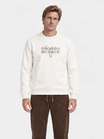 Xint Ekru Regular Fit Bisiklet Yaka Pamuklu Sweatshirt
