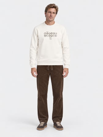 Xint Ekru Regular Fit Bisiklet Yaka Pamuklu Sweatshirt
