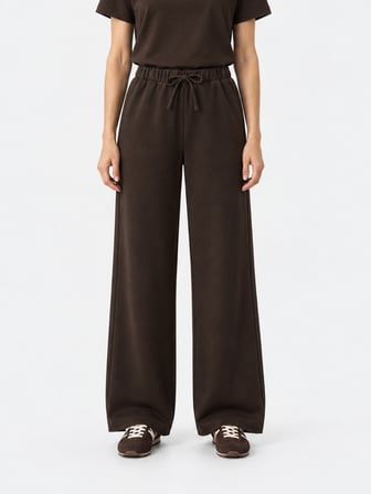Xint Kahverengi Oversize %100 Pamuk Sweat Pantolon