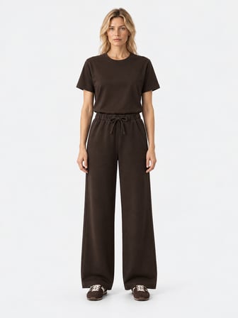 Xint Kahverengi Oversize %100 Pamuk Sweat Pantolon