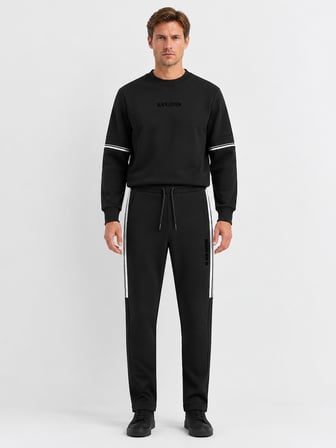 Xint Siyah Regular Fit Pamuklu Sweat Pantolon