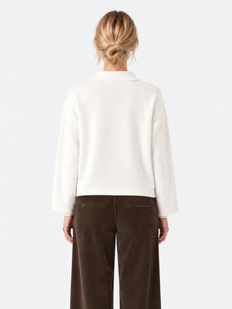 Xint Ekru Oversize Polo V Yaka Kazak