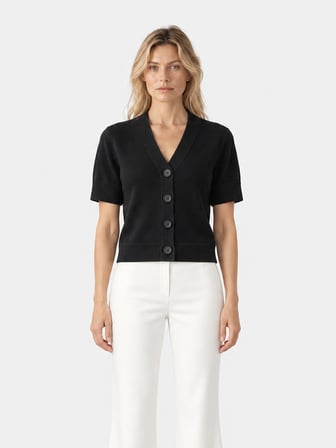 Xint Siyah Regular Fit Polo V Yaka Hırka