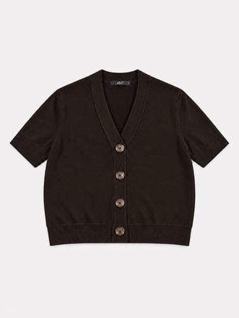 Xint Kahverengi Regular Fit Polo V Yaka Hırka