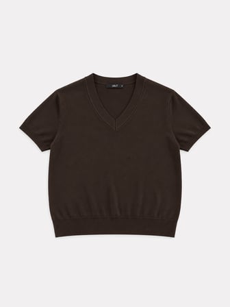 Xint Kahverengi Regular Fit V Yaka Kazak