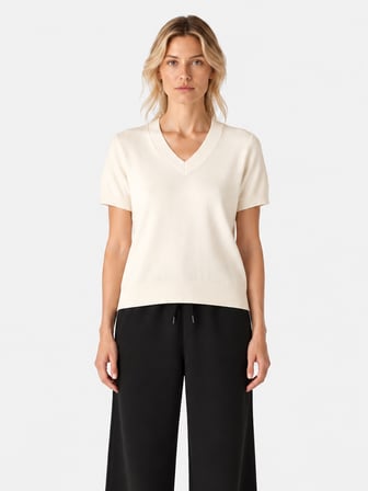 Xint Ekru Regular Fit V Yaka Kazak