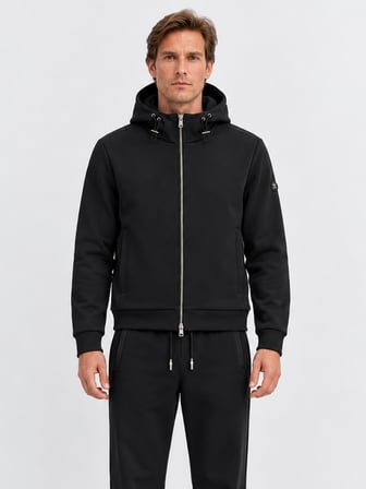 Xint Siyah Regular Fit Kapüşonlu Pamuklu Sweat Mont
