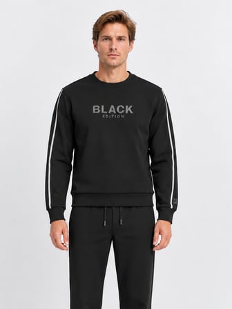 Xint Siyah Regular Fit Bisiklet Yaka Pamuklu Sweatshirt