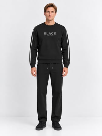 Xint Siyah Regular Fit Bisiklet Yaka Pamuklu Sweatshirt