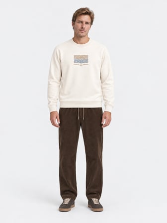 Xint Ekru Regular Fit Bisiklet Yaka Pamuklu Sweatshirt
