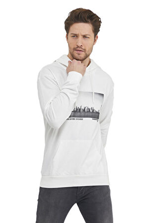 Kanguru Cepli Newyork Baskılı Kapüşonlu  Sweatshirt