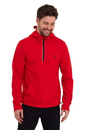Rush Run Erkek Antrenman Kanguru Cepli Fermuarlı Kapüşon Yaka  Spor Sweatshirt