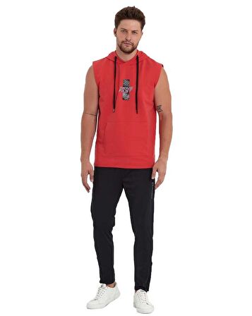 Erkek Kapüşonlu Kanguru Cepli Kolsuz Sweatshirt