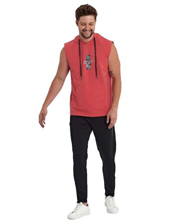 Erkek Kapüşonlu Kanguru Cepli Kolsuz Sweatshirt