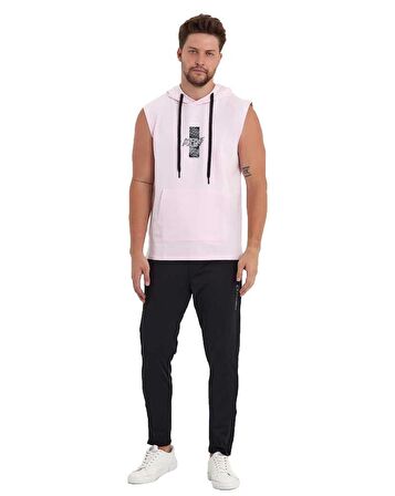 Erkek Kapüşonlu Kanguru Cepli Kolsuz Sweatshirt