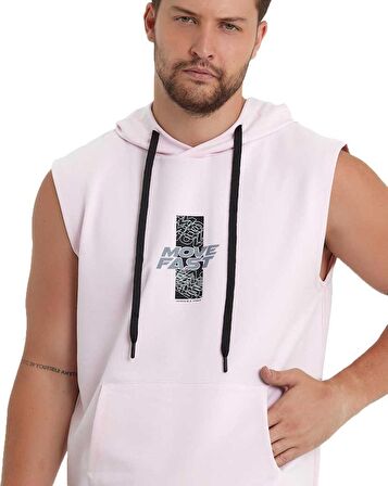 Erkek Kapüşonlu Kanguru Cepli Kolsuz Sweatshirt