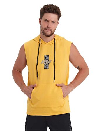Erkek Kapüşonlu Kanguru Cepli Kolsuz Sweatshirt