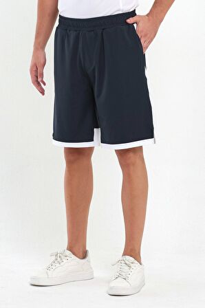 File Şeritli Polyester Erkek Spor Şort