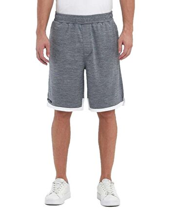 File Şeritli Jakarlı Polyester Erkek Spor Şort