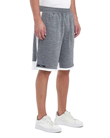 File Şeritli Jakarlı Polyester Erkek Spor Şort