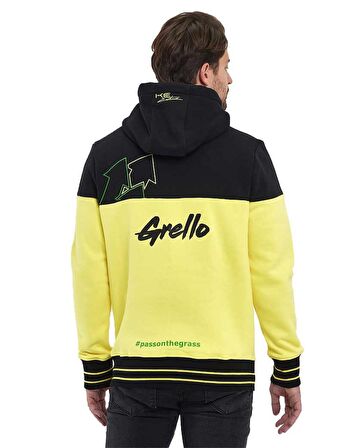 Sarı/Siyah Kapüşonlu 3 İplik Baskılı Kanguru Cepli Sweatshirt