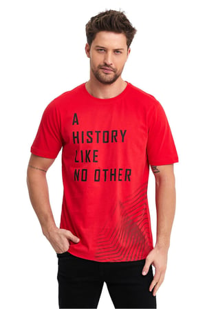 Erkek %100 Pamuk Baskılı T-Shirt – Bisiklet Yaka, Regular Fit (Rahat Kalıp), Nefes Alabilen Kısa Kol Yazlık Tişört – ADAMS