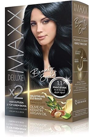 MAXX DELUXE X2 İKİLİ SAÇ BOYASI 1.1 MAVİ SİYAH 