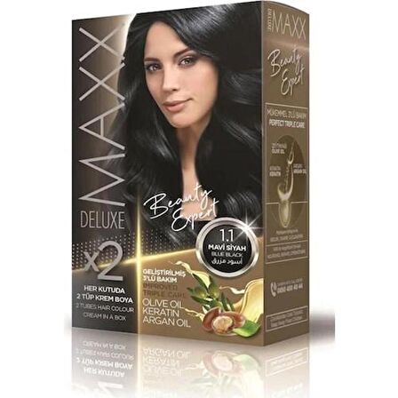 MAXX DELUXE X2 İKİLİ SAÇ BOYASI 1.1 MAVİ SİYAH 