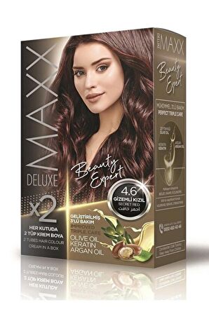 Maxx Deluxe Saç Boyası 4.6 Gizemli Kızıl-Boyama Seti