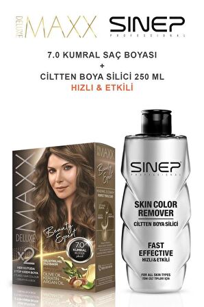 Maxx Deluxe Saç Boyası 7.0 Kumral-Profesyonel Cillten Boya Silici Set