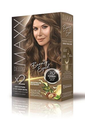 Maxx Deluxe Saç Boyası 7.0 Kumral-Profesyonel Cillten Boya Silici Set