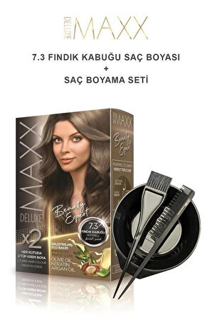 Maxx Deluxe Saç Boyası 7.3 Fındık Kabuğu-Boyama Seti