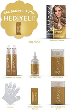 Maxx Deluxe Saç Boyası 8 .0 Açık Kumral-Profesyonel Cillten Boya Silici Set