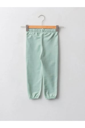 LCW baby Yeşil Beli Lastikli Baskılı Kız Bebek Jogger Eşofman Alt