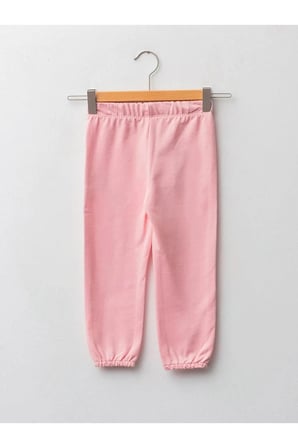 LC WAİKİKİ  baby Pembe Beli Lastikli Baskılı Kız Bebek Jogger Eşofman Alt